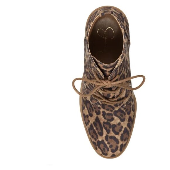 NEW! Jessica Simpson Mesila Leopard Wedge Closed Round Toe Lace Up Ankle Boots - Picture 6 of 12